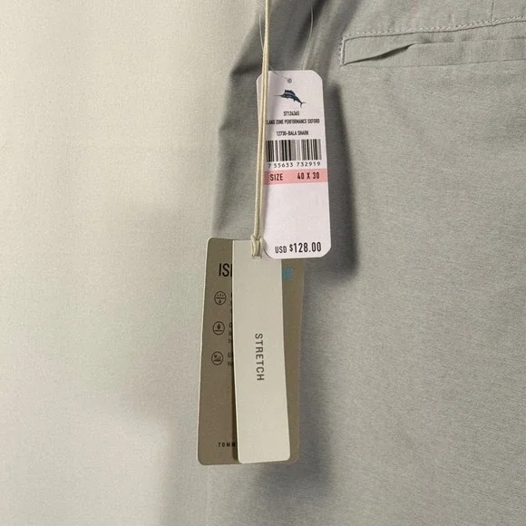 Tommy Bahama Island Zone Performance Oxford Pants Mens 40x30 Bala Shark Gray NWT